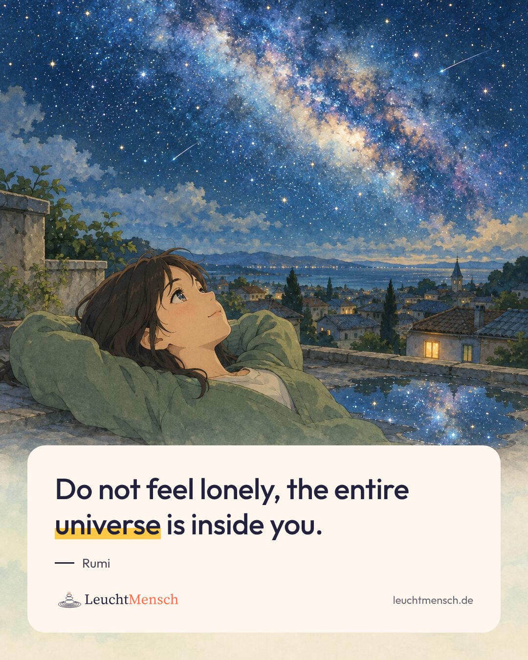 „Do not feel lonely, the entire universe is inside you.“ Rumi