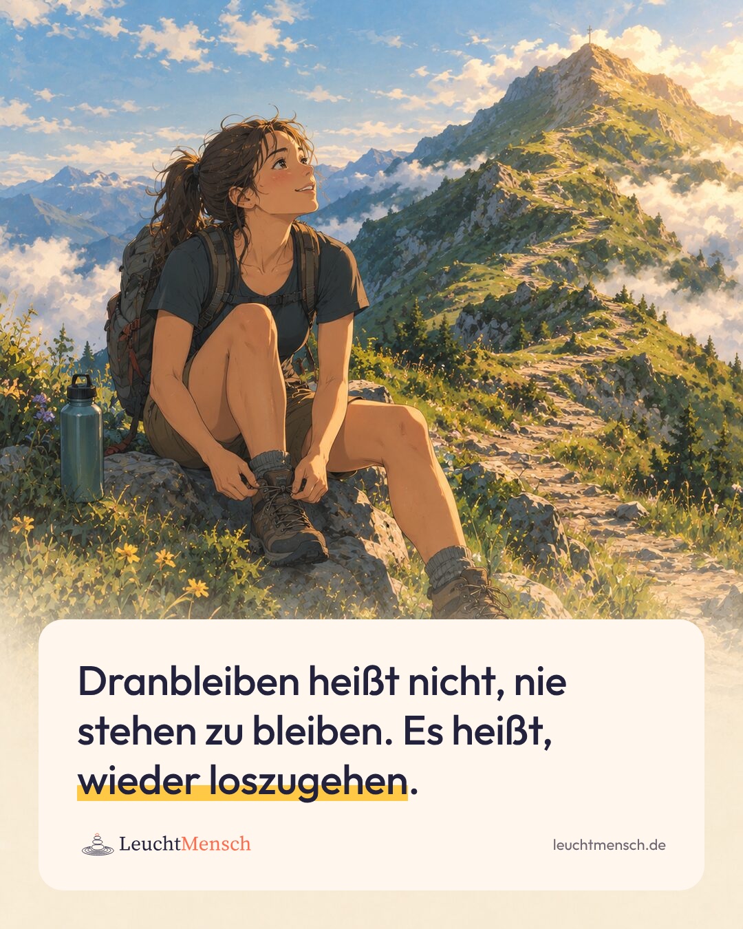 „Dranbleiben heißt nicht, nie stehen zu bleiben. Es heißt, wieder loszugehen.“