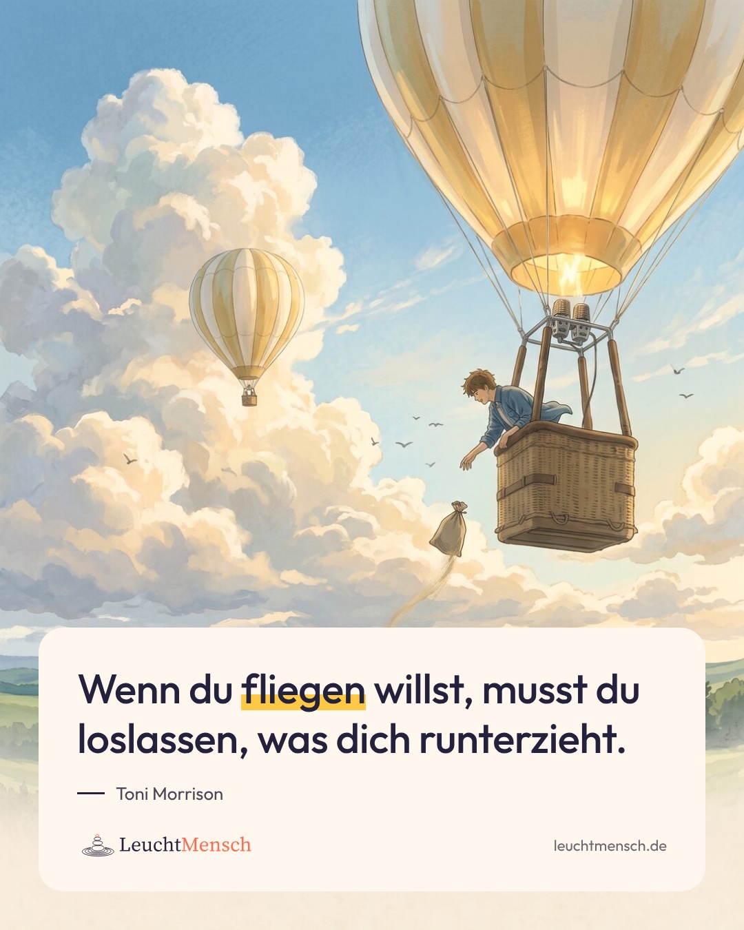 „Wenn du fliegen willst, musst du loslassen, was dich runterzieht.“ Toni Morrison