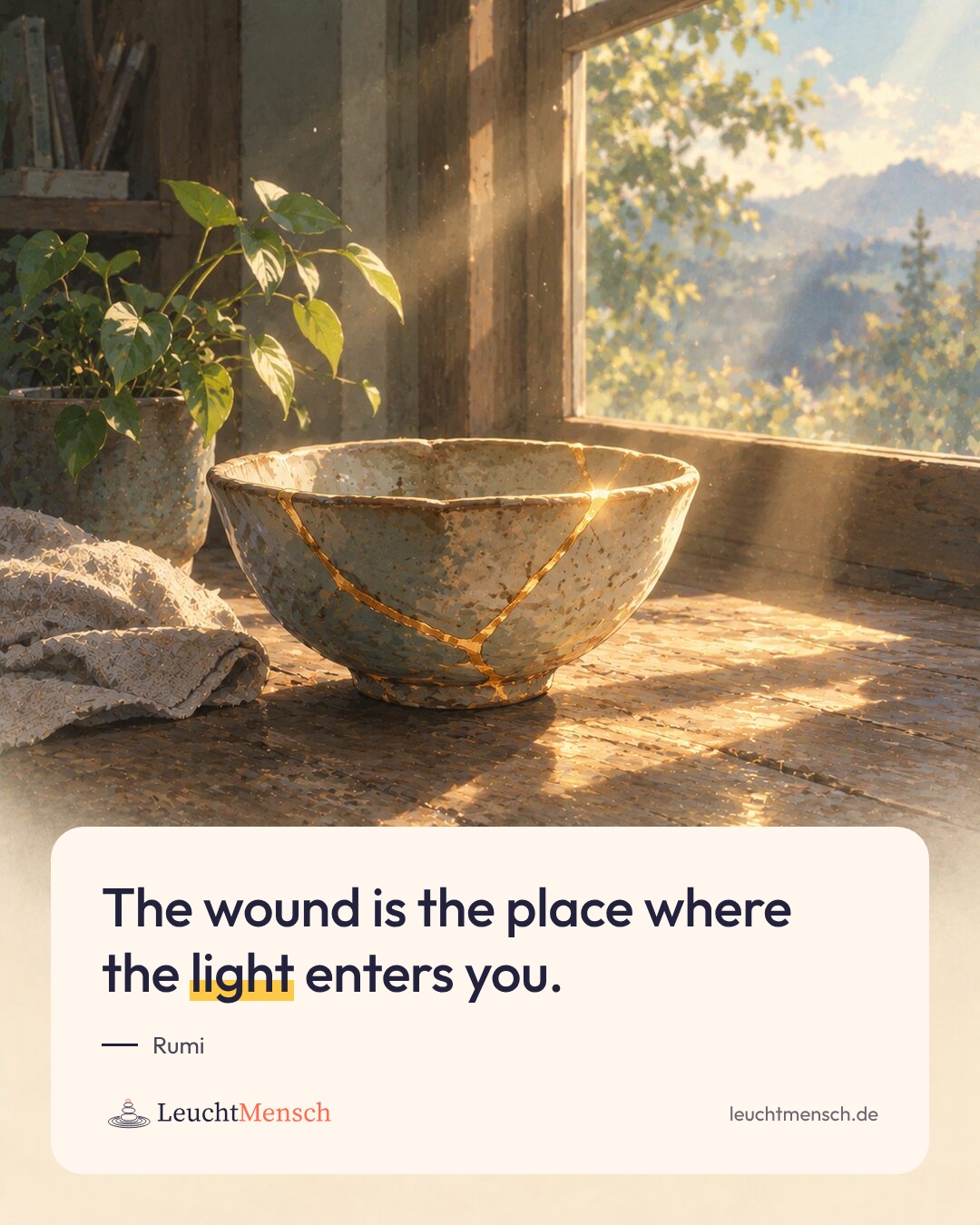 „The wound is the place where the light enters you.“ Rumi